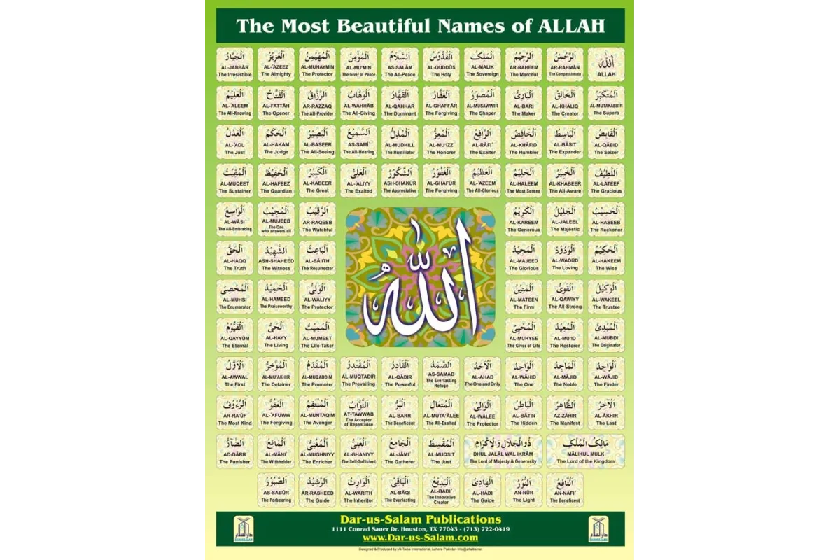 Names of Allah Poster (English, Large) | Shop Dar-us-Salam