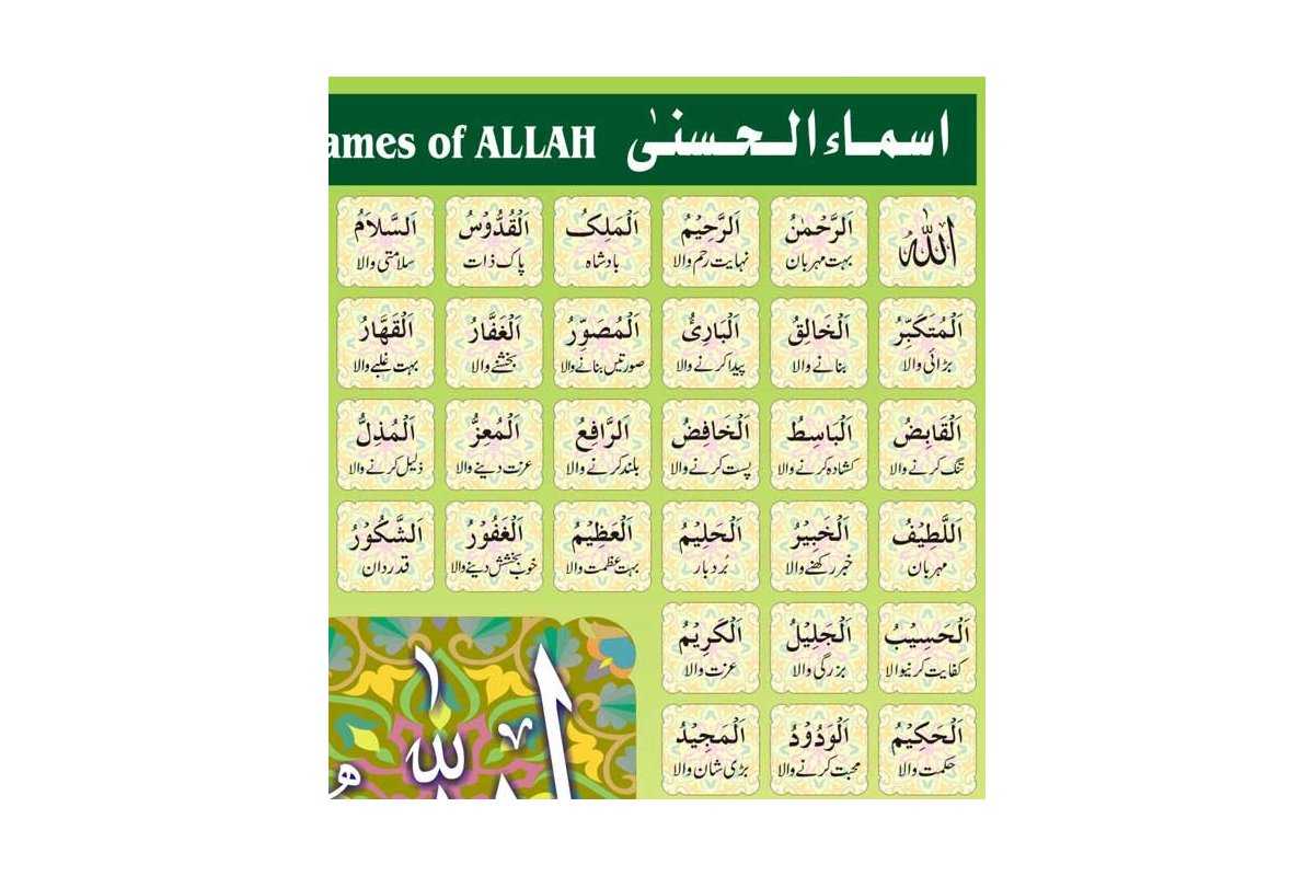Names of Allah Poster (Urdu) | Educational | Dar-us-Salam