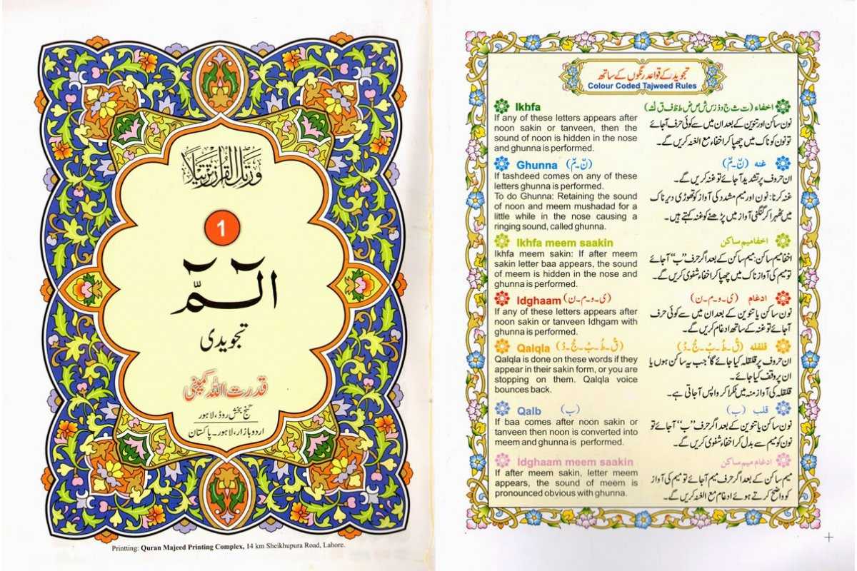 30 Separate Parts with Color Coded Tajweed Rules (9-Line Sipara Set 247)