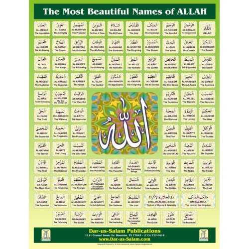 Names of Allah Poster (English, Small) | Wall Art | Dar-us-Salam
