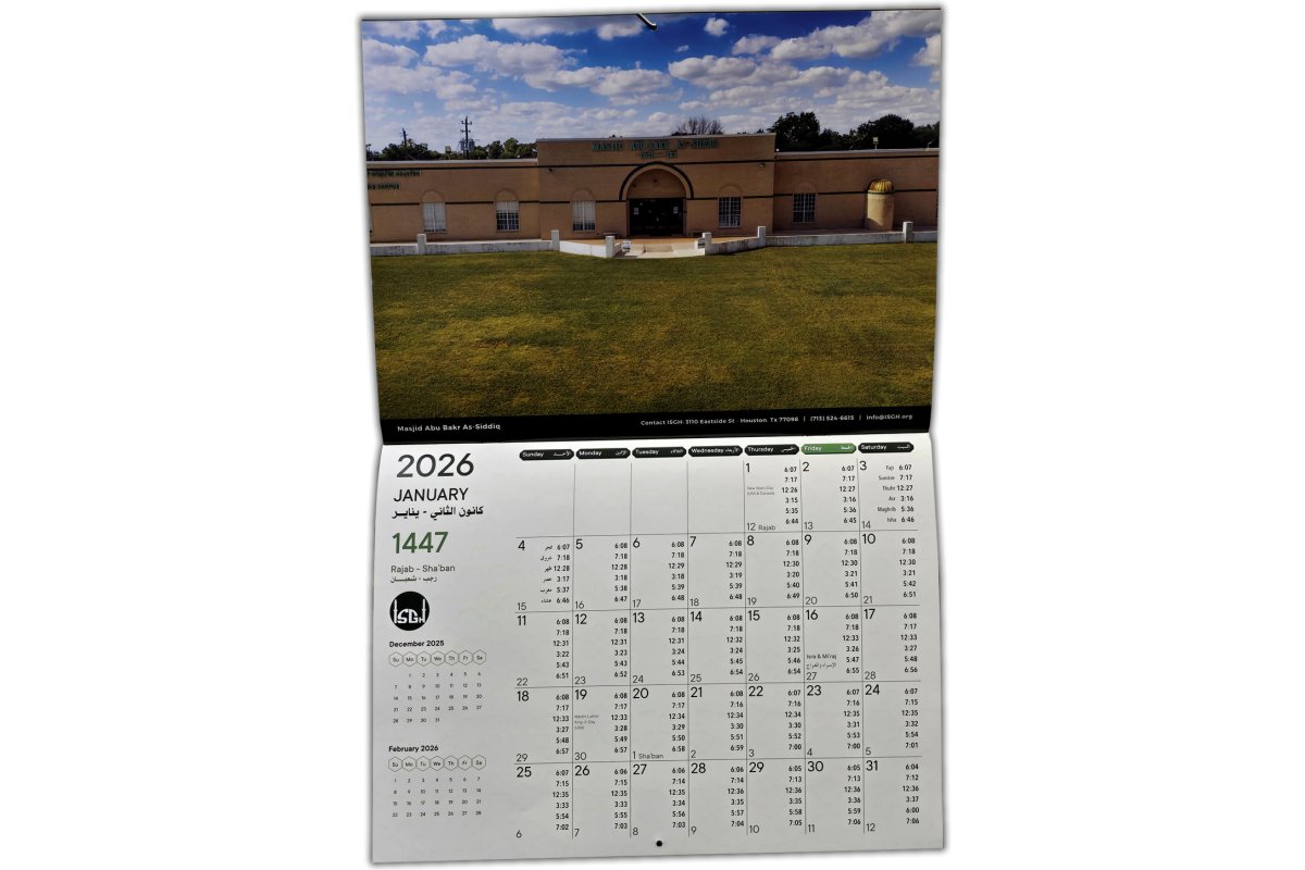 ISGH 2025 Calendar w/ Houston Timings | Buy Dar-us-Salam